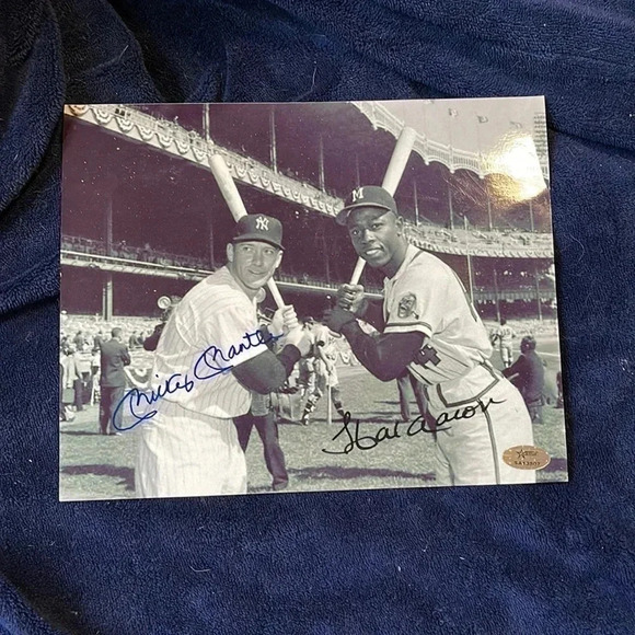 Yankees braves  Hank Aaron Mickey mantle  autographed 8x10 ph… - Picture 1 of 2